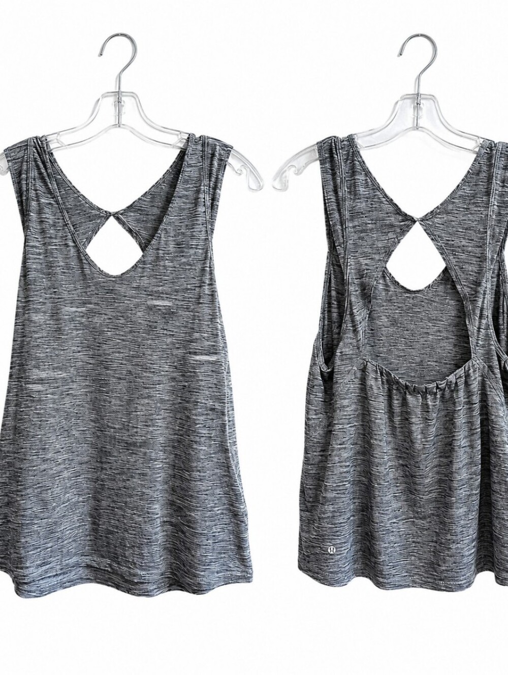Lululemon Women's Open Back Racerback Tank Top Gray Space Dye Size 8 Athletic